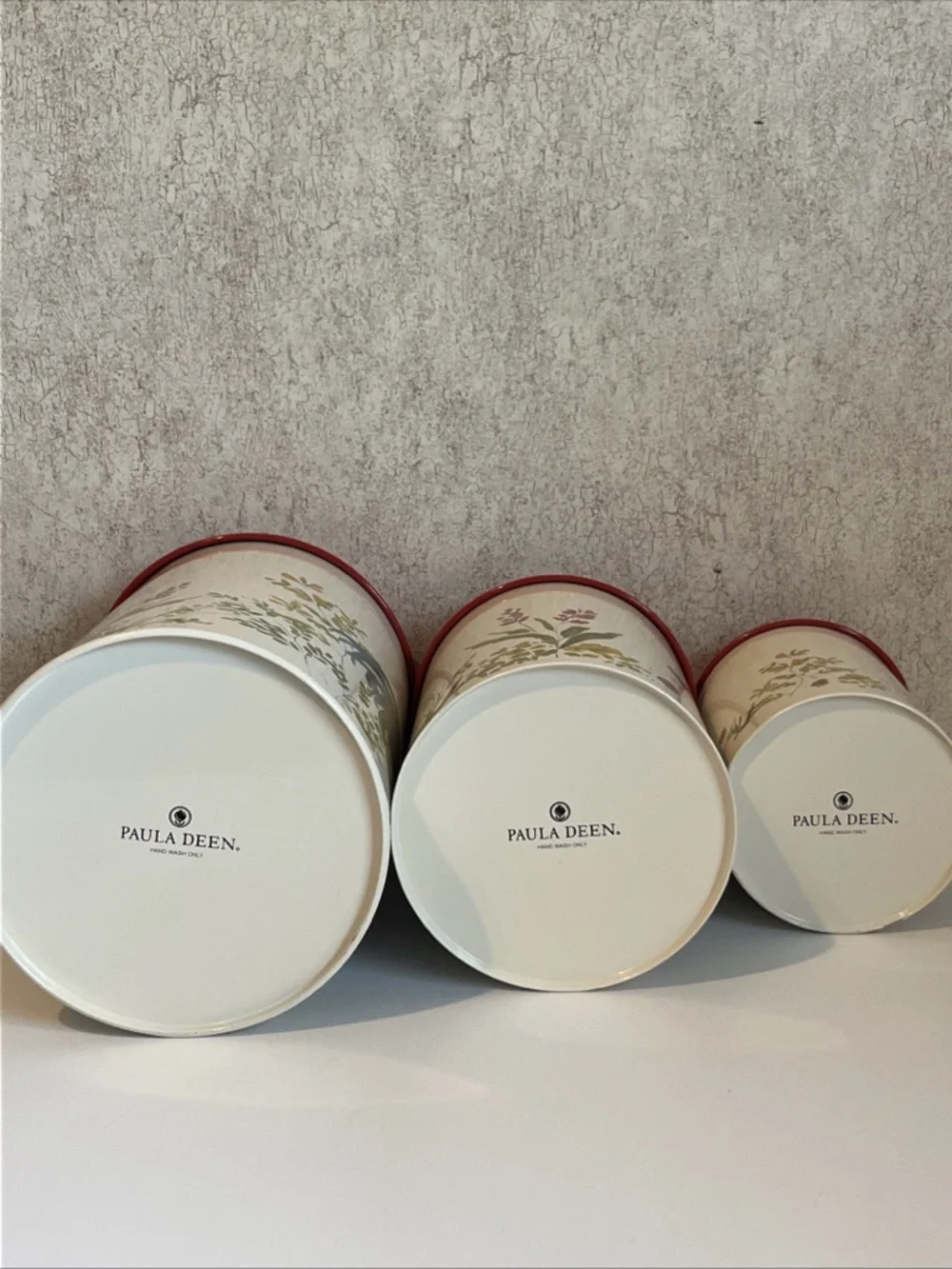 Paula Deen Garden Rooster Tin Canister Set of 3 Beige Pantry New No Packaging - Picture 8 of 8
